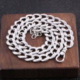 Real S925 Sterling Silver Cuban Link Chain Necklace for Men Feather Pattern Design Personalized Hip Pop Punk Jewelry