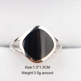 925 Sterling Silver Rings For Women Smooth Simple Rhombic Shape Mirror High Polishing Fine Jewelry