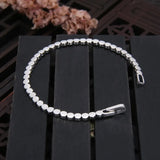 Real Pure 925 Sterling Silver Women Bracelet Simple Fashion Geometric French Sparkling Wedding Accessories Luxury Jewelry