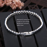 Real Pure 925 Sterling Silver Women Bracelet Simple Fashion Geometric French Sparkling Wedding Accessories Luxury Jewelry