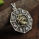 925 Sterling Silver Pendant Fashion Punk Buddhism Fire Dragon Bagua Eight Diagram Men Pendant Good Luck Jewelry