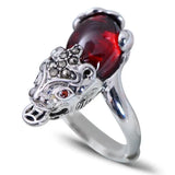 Garanteed 925 Sterling Silver Rings For Women Red Garnet Brave Troops Resizable Large And Small Size Natural Stone Ring