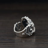 100% Real 999 Pure Silver Jewelry Men's Skull Ring Retro Punk Vintage Charm Fashion Jewellery Never Fade Boyfriend Gift Party