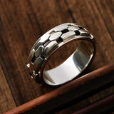 Wholesale S925 Sterling Silver Retro European and American Style Irregular Chain Trendy Men Rotatable Index Finger Ring