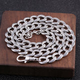 Real S925 Sterling Silver Cuban Link Chain Necklace for Men Feather Pattern Design Personalized Hip Pop Punk Jewelry