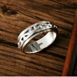 S925 Sterling Silver Retro Tang Grass Pattern Hollow Rotatable Ring Fashion Men's Silver Jewelry