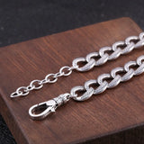 Real S925 Sterling Silver Cuban Link Chain Necklace for Men Feather Pattern Design Personalized Hip Pop Punk Jewelry