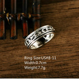 S925 Sterling Silver Retro Tang Grass Pattern Hollow Rotatable Ring Fashion Men's Silver Jewelry