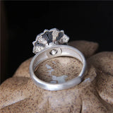 990 Sterling Silver Rings Om Mani Padme Hum  Women and Men  Retro Punk Fashion Jewellery Opening Adjustable Fine Jewelry