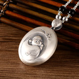 999 Sterling Silver Pendant Necklace Maitreya Buddhism Heart Sutra Sweater Chain Pendant Men and Women Amulet Jewelry