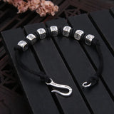 2021 Real 925 Sterling Silver Black Rope String Bracelet Women Handmade Braided Five Elements Lucky Transfer Bracelet