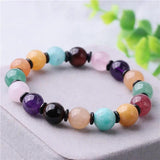 Natural 7 Chakra Multi Gem Stones Beads Bracelet For Women And Men Tiger Eye Lapis Crystals Elastic Rope Yogi Bracelet - GQTORCH Jewelry