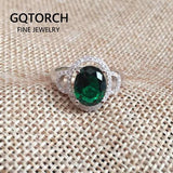 Real Pure 925 Sterling Silver Rings For Women Unique Design Big Green Stone Nano Russian With CZ Fine Jewelry - GQTORCH Jewelry
