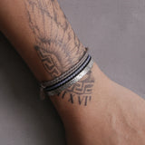 3pcs/set 925 Sterling Silver Stacked Bracelet for Men Tin Paper Cuff Bangle Handmade Knot Rope Urban Cool Trendy Jewelry
