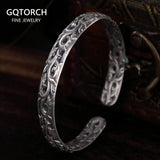 999 Sterling Silver Bracelet for Women Retro Antique Vine Flower Pattern Engraved Ethnic Bangles for Women Thai Silver Jewelry