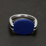 Real Pure 925 Sterling Silver Turkish Ring for Men and Women Prong Setting Black Agate Lapis Lazuli Malachite Jewelry