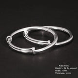 Solid 999 Sterling Silver Simple Push-pull Bracelet Women and Kids Smooth Minimalist Jewelry First Birthday Gift