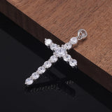 925 Sterling Silver Cross Pendant Necklace Box Chain Full Pave Zircon Sparkling Hiphop Punk Retro Fashion Unisex Jewelry