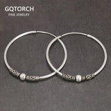 20mm 30mm 42mm Real 925 Sterling Silver Hoop Earrings for Women Round Circle Retro Vintage Antique Style Women's Jewelry