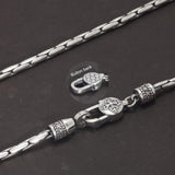 Sterling Silver 925 Jewelry Men's Cross Chain Bamboo Joint Necklace and Bracelet Vintage Diamond Pestle Buddhist Jewelry