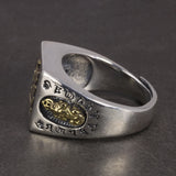 925 Sterling Silver Rune Mantra Rings For Men Bring in Wealth and Treasure Religious Jewelry Opening Type