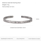 3pcs/set 925 Sterling Silver Hammered Open Cuff Bangle Handmade Knot Braided Rope Snake Chain Stack Bracelet Retro Jewelry