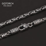 925 Sterling Silver Men's Peace Pattern Chain Necklace Bracelet with Six Words Mantra Clasp Vintage Punk Retro Party Jewelry