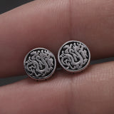 7mm 925 Sterling Silver Retro Dragon Pattern Disc Stud Earrings for Men Women Punk Daily Jewelry Party Accessories
