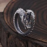 Punk Vintage 999 Pure Silver Dragon Open Finger Ring for Men Adjustable Gothic Fashion Cool Biker Street Party Jewelry