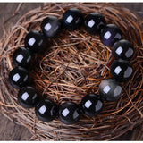 Genuine Rainbow Bracelet Green Color Eyes Natural Stone Obsidian Beads Bracelets For Men And Women 8-18mm Lucky Buddha Jewelry - GQTORCH Jewelry