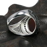 Guaranteed 925 Silver Rings Crown Retro Vintage Turkish Rings For Men With Natural Stones Black Green Red Color Ringen - GQTORCH Jewelry