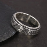925 Sterling Silver Rotatable Rings For Men And Women Simple Hemp Rope Type Spinner Vintage Male Jewelry