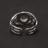 Authenic 925 Sterling Silver Opal Irregular Ring for Women Zircon Finger Rings Adjustable Vintage Y2K Fashion Jewelry