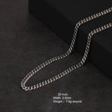 S925 Sterling Silver 2.5mm Whip Rope Men's Necklace Punk Rock Cool Fashion Long Necklace Jewelry