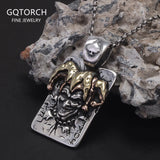925 Sterling Silver Joker Pendant Necklace for Men Poker Cards Clown Retro Hip Hop Punk Rock Male Jewelry Gift
