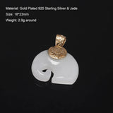 Clearance Sale 925 Sterling Silver Puppy Elephant Gemstone Small Pendant for Women 18k Gold Plated Natural Jade Cute Jewelry