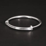 Solid 999 Sterling Silver Simple Push-pull Bracelet Women and Kids Smooth Minimalist Jewelry First Birthday Gift