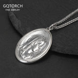 925 Sterling Silver Goddess Relief Portrait Pendant Necklace for Women Men Oval Shaped Vintage Retro Fashion Fine Jewelry Gift