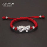 999 Pure Silver Pixiu Red Rope Bracelet for Child Pi Yao Multicolor Rope Good Luck Wealth Girl Boy Son Daughter Jewelry Gift