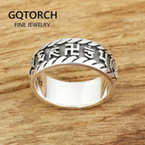 Om Mani Padme Hum Ring Mantra Vintage Tibetan Type 100% Real Pure 925 Sterling Silver Jewelry For Men And Women Lovers Couples - GQTORCH Jewelry