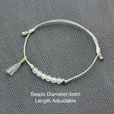 Women Elegant Bracelet Tassel Handmade Minimalist Hand String With Natural White Crystal Stone Beads 4mm Bracelets Adjustable