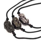 Natural Stone Pendant Necklace Pixiu Band Adjustable Black Rope Chain Suitable for Male and Female Lovers' Feng Shui Jewelry