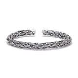 3pcs/set 925 Sterling Silver Twisted Woven Bangle Bracelet Charm Beaded Rope Adjustable Handmade Fashion Retro Male Jewelry