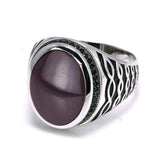 Turkish Rings For Men And Women Real Pure 925 Sterling Silver Rings Vintage Design With Black Gel Big Oval Shape