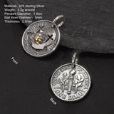 Genuine 925 Sterling Silver Vintage Clown Coins Men's and Women's Pendants Necklace Sweater Chain Jewelry