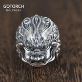 Silver 925 Jewelry Mens Lion Ring Size 8-12 Antique Punk Accessories Thai Silver Resizable Rings for Men