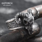 European and American Popular 999 Silver Punk Ram Head Skull Ring New Hot Selling Rock Motorcycle Men Ring