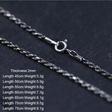 S925 Sterling Silver Twisted Necklace Chain for Men and Women Long Sweater Retro Antique Unisex Chain Original Design