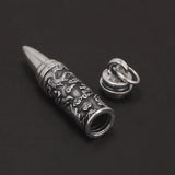 999 Pure Silver Vintage Bullet Shaped Openable Pendant Necklace Dragon Engraved Punk Rock Male Amulet Jewelry