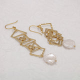 925 Sterling Silver Natural Baroque Pearl Drop Earrings for Women Gold Plated Geometric Exaggerated Fashion Female Jewelry